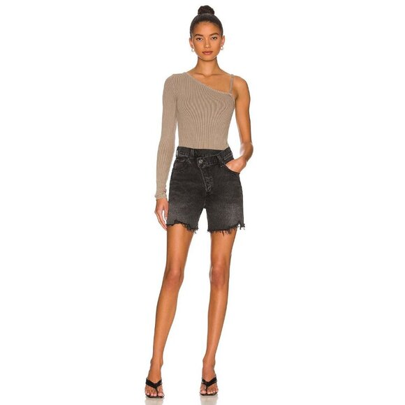 Agolde Criss Cross Jean Short Hitchhike Womens Size 28 Distressed High Rise Goth - Picture 1 of 10